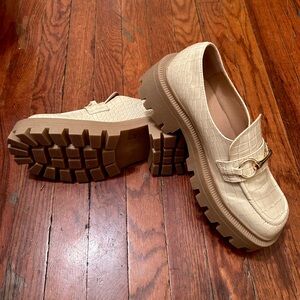 UO Lugged sole cream loafer